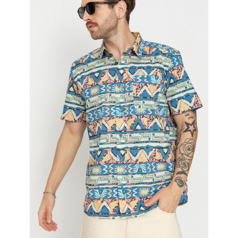 Patagonia Men's Go-To Short-Sleeve Shirt High Hopes Geo size XL pattern cotton
